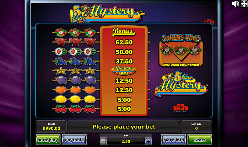 таблица выплат Five Line Mystery таблица выплат Five Line Mystery