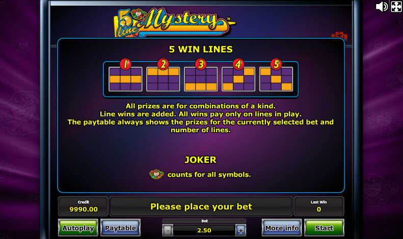 линии выплат Five Line Mystery линии выплат Five Line Mystery