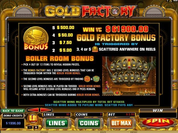 бонусная игра Gold Factory бонусная игра Gold Factory