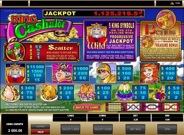 таблица выплат King Cashalot таблица выплат King Cashalot