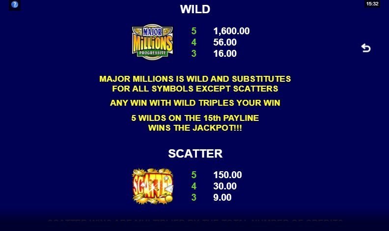 скаттер и дикий символ слота Major Millions скаттер и дикий символ слота Major Millions